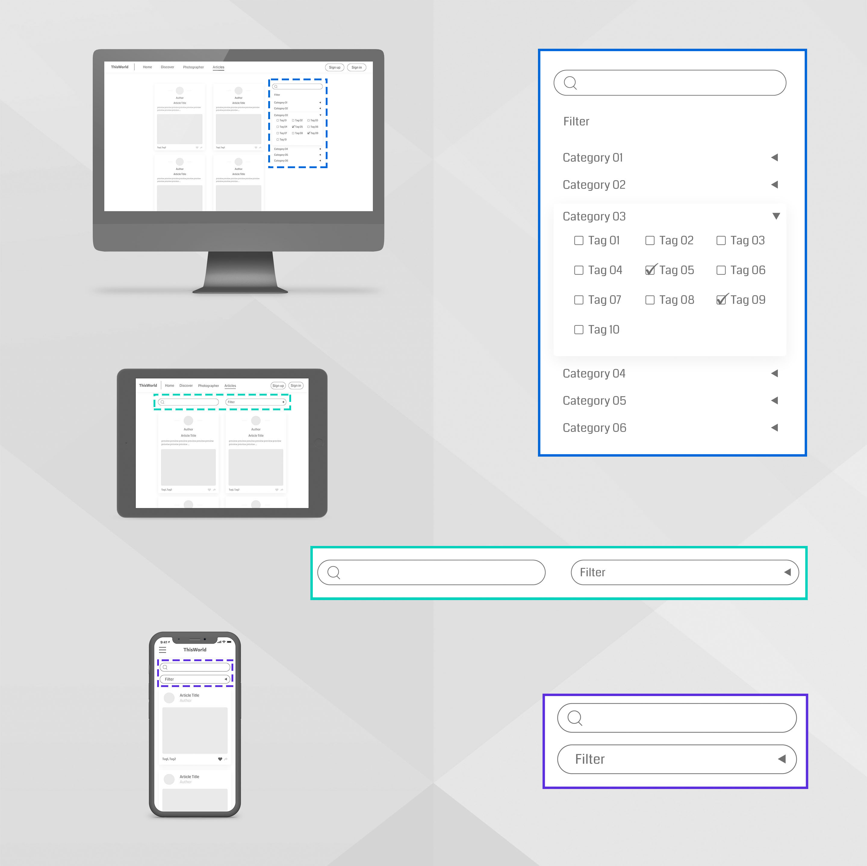 Filters on different screens